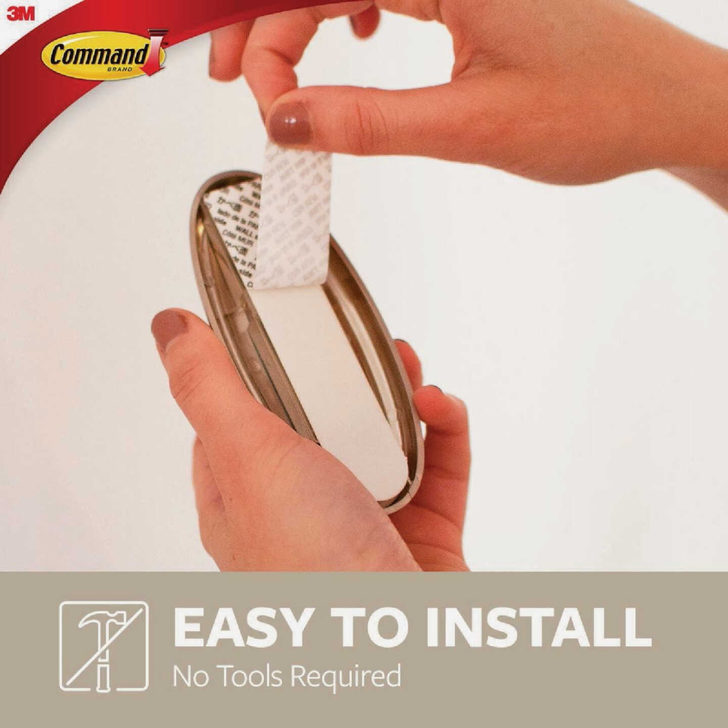 Command Medium Brushed Nickel Traditional Hook, 1 Hook, 2 Strips Image 3