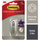Command Medium Brushed Nickel Traditional Hook, 1 Hook, 2 Strips Image 1
