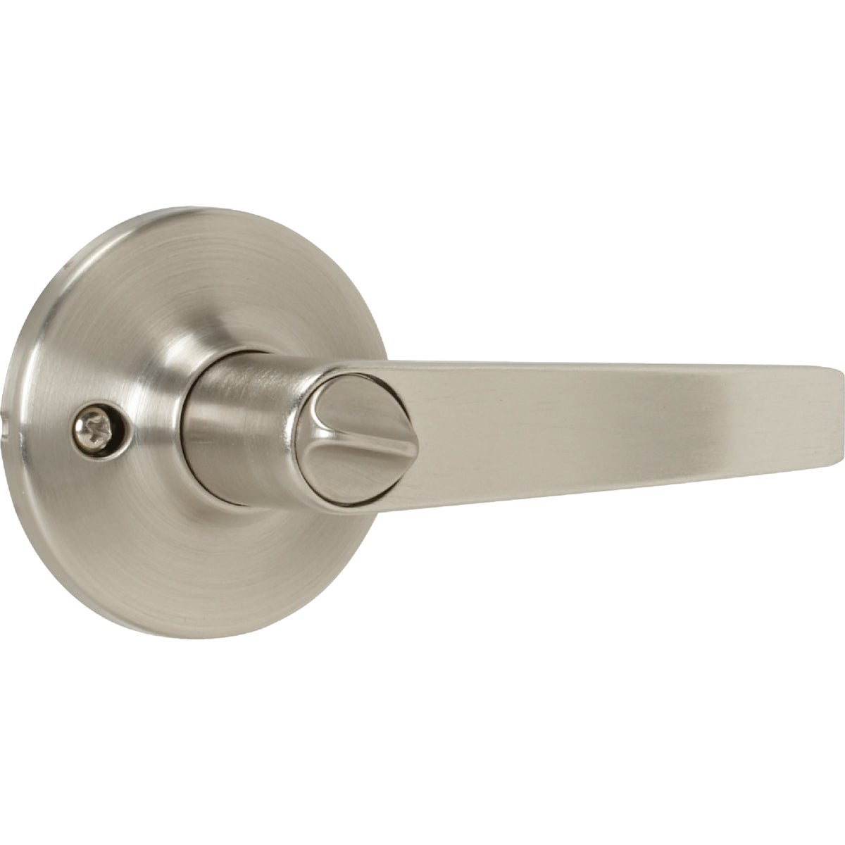 Steel Pro Brushed Nickel Straight Privacy Door Lever Image 1
