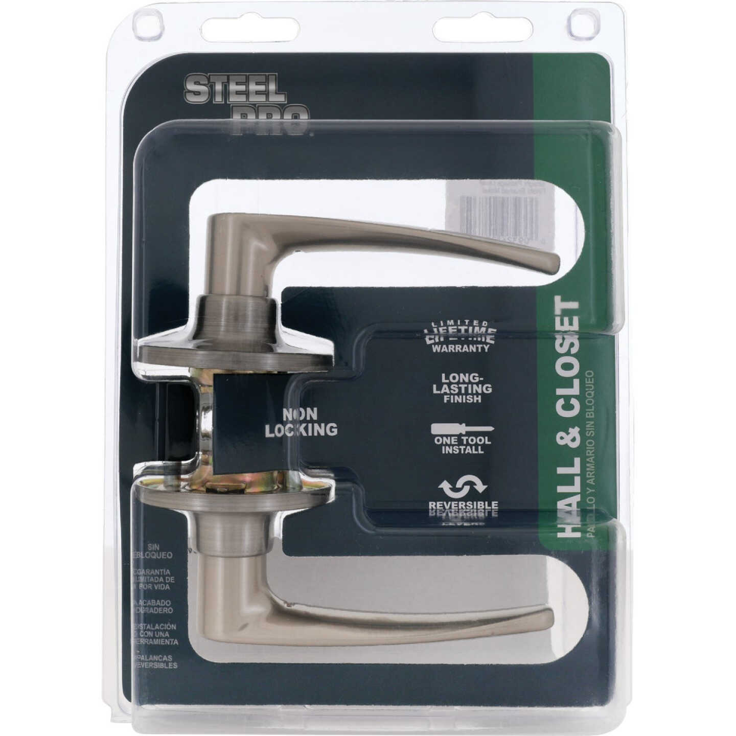 Steel Pro Brushed Nickel Straight Passage Door Lever Image 2