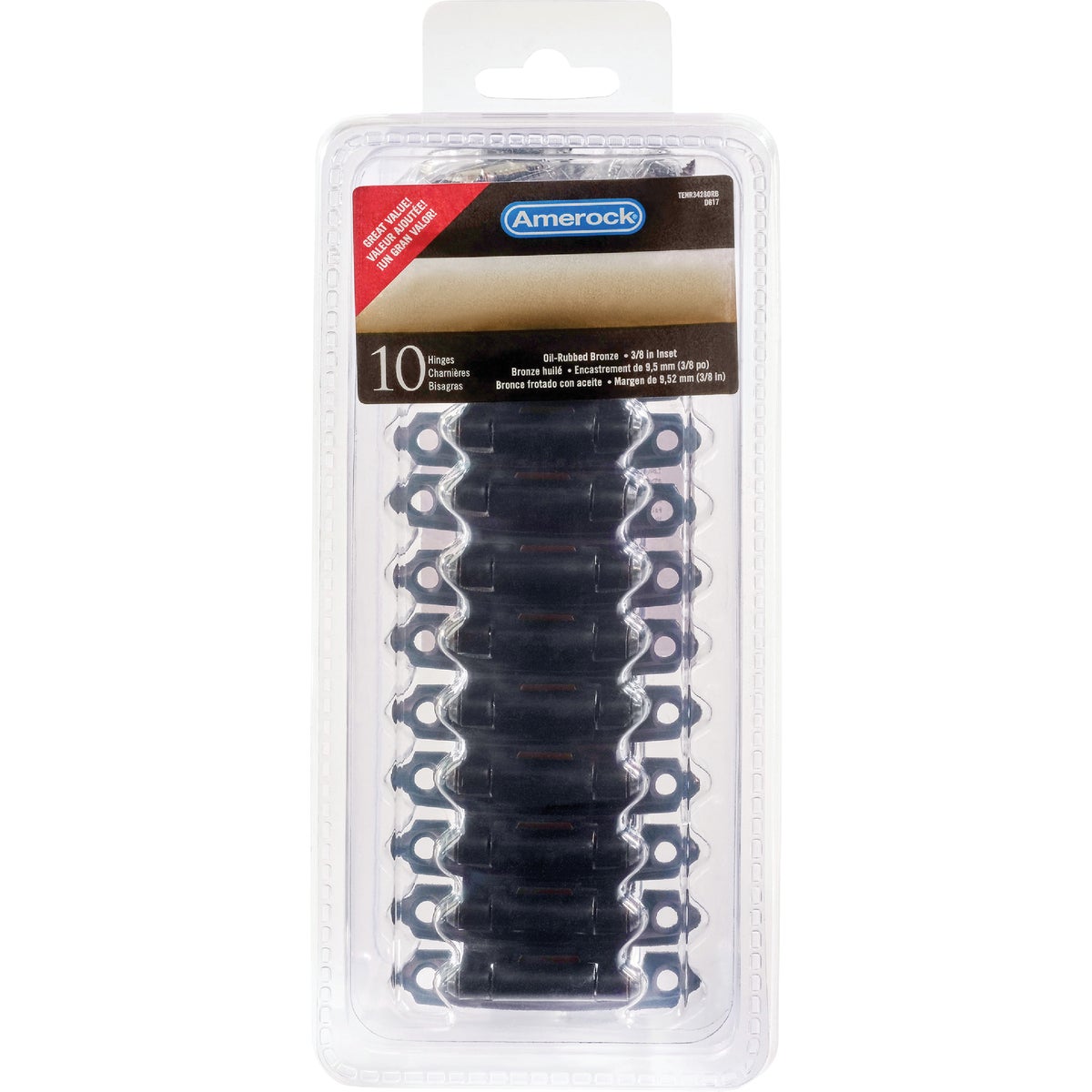 Amerock 3/8 In. Oil Rubbed Bronze Self-Closing Face Mount Inset Hinge (10-Pack) Image 2