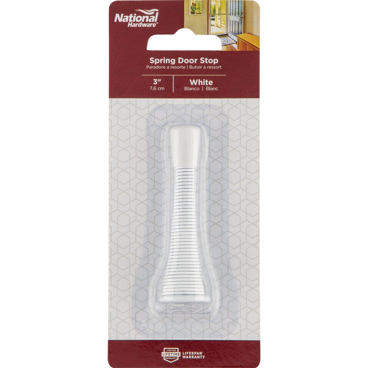 National Hardware 3 In. White Spring Door Stop Image 2