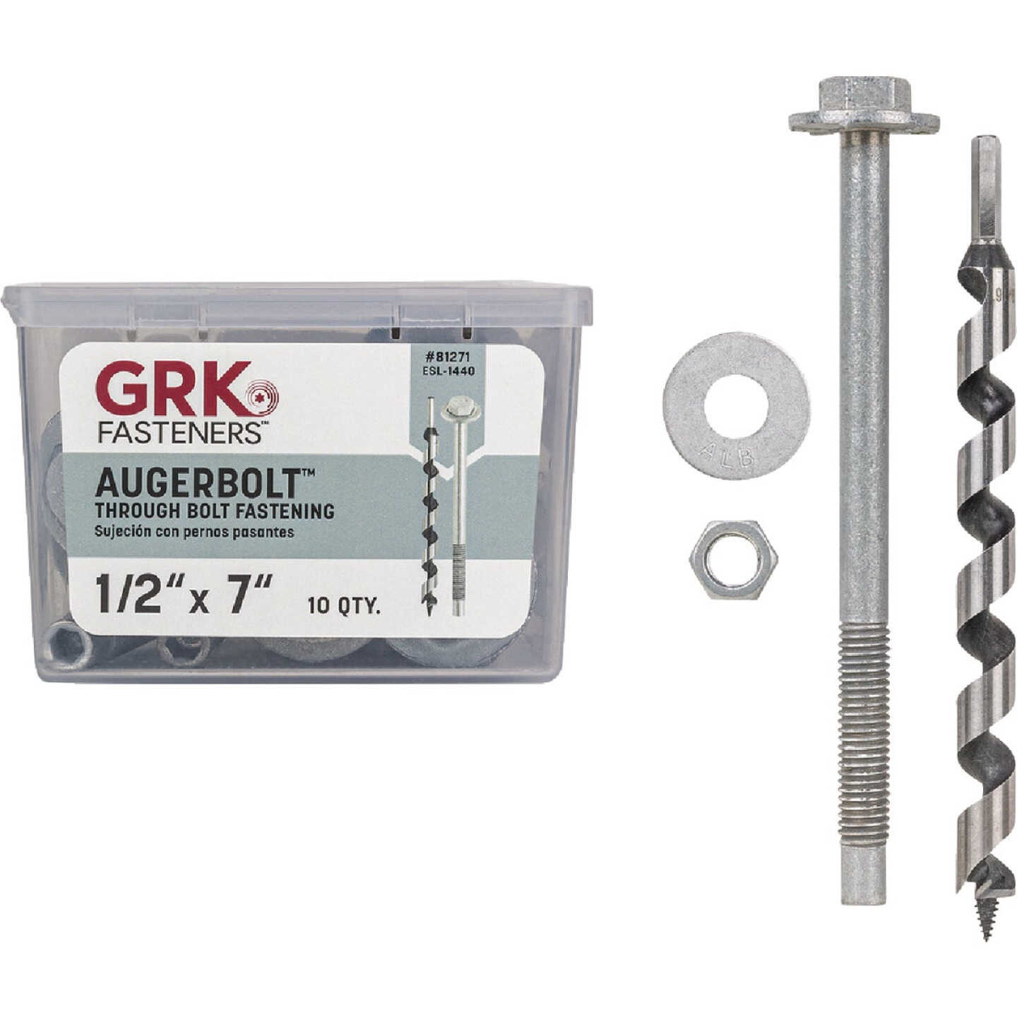 GRK AugerBolt 1/2 In. x 7 In. Galvanized Hex Through Bolt (10-Count) Image 4