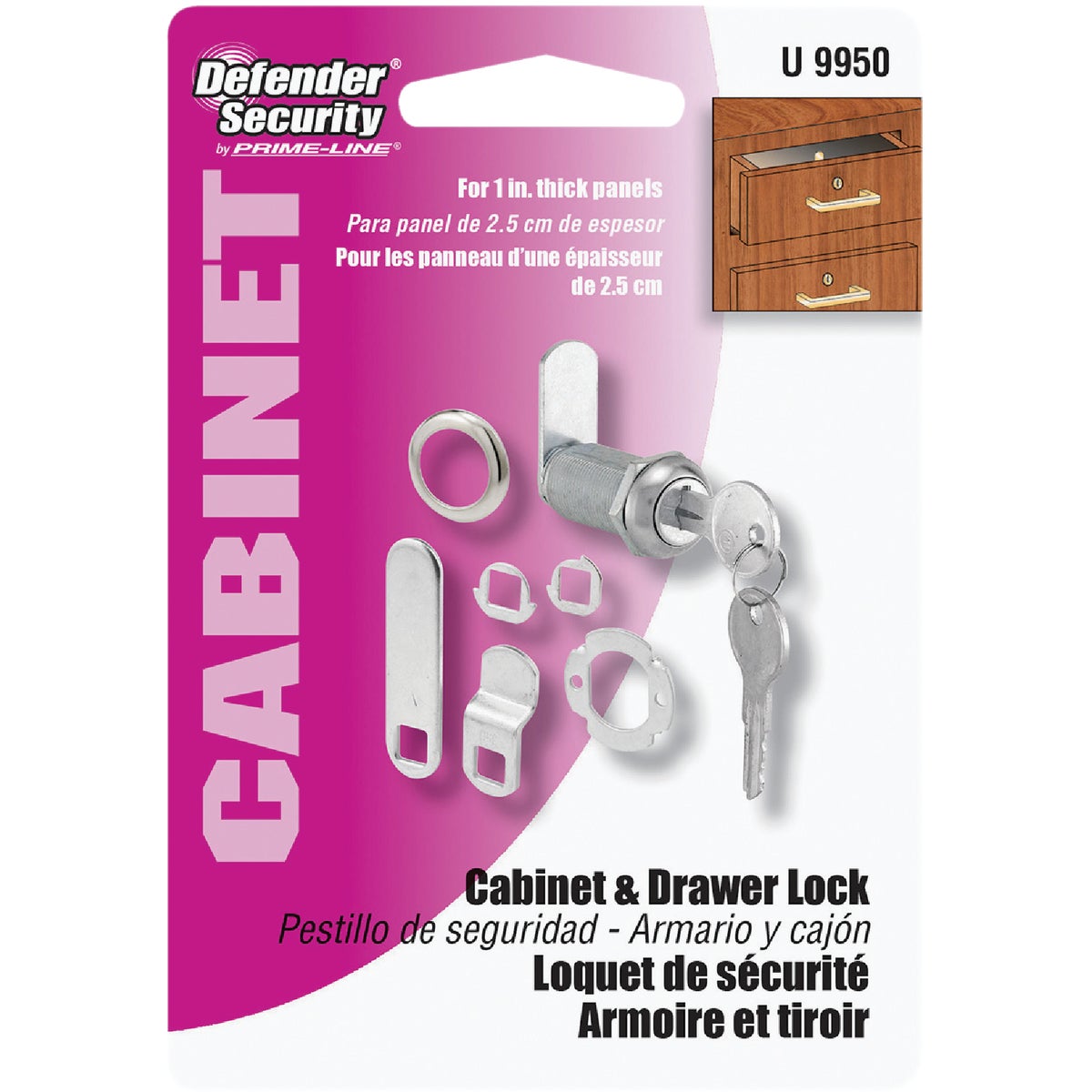 Defender Security 3-Cam Drawer & Cabinet Lock Image 2