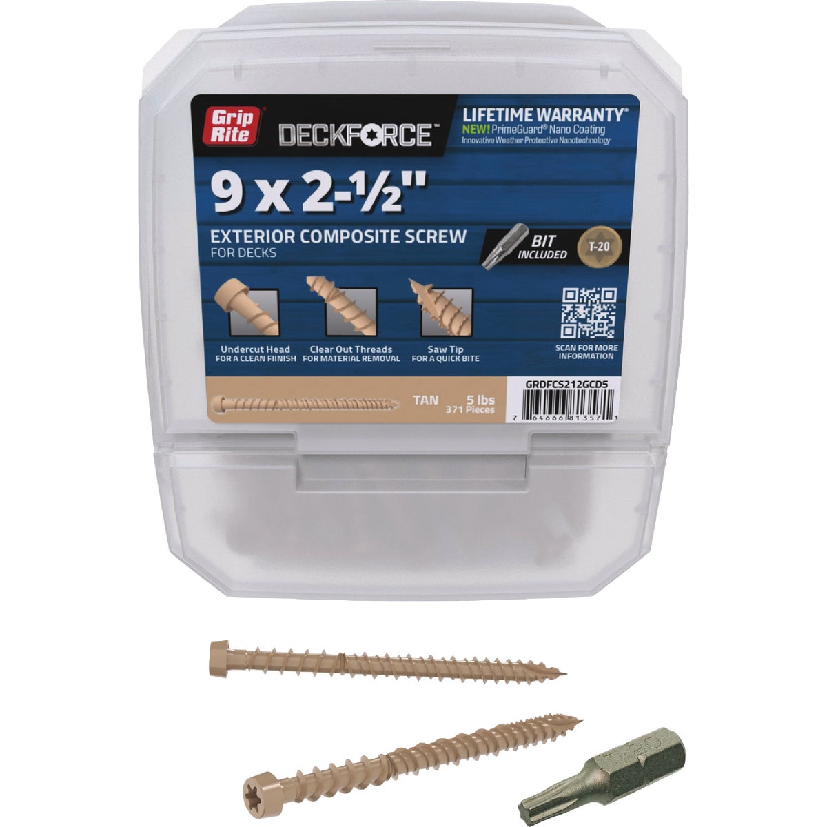 Grip-Rite DeckForce #9 x 2-1/2 In. Tan Composite Deck Screw (5 Lb.) Image 1