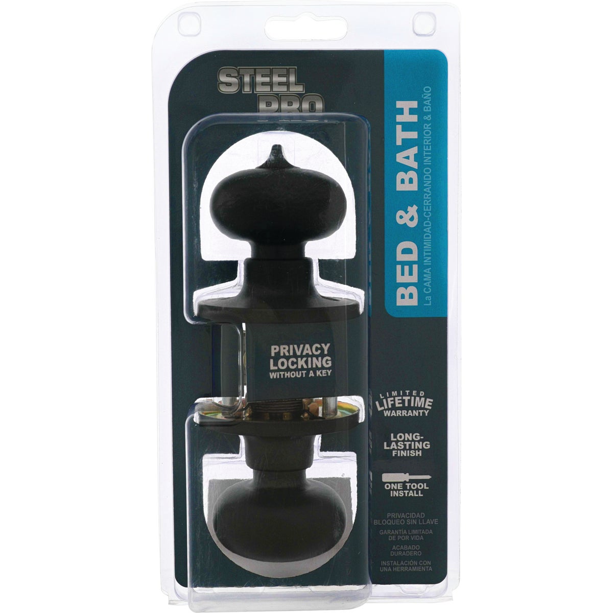 Steel Pro Matte Black Half Round Privacy Knob Image 2