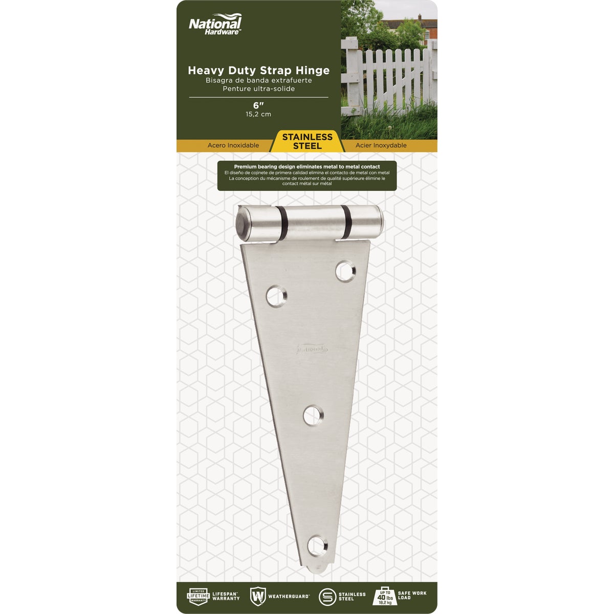National Hardware 6 In. Stainless Steel Heavy Strap Hinge Image 2