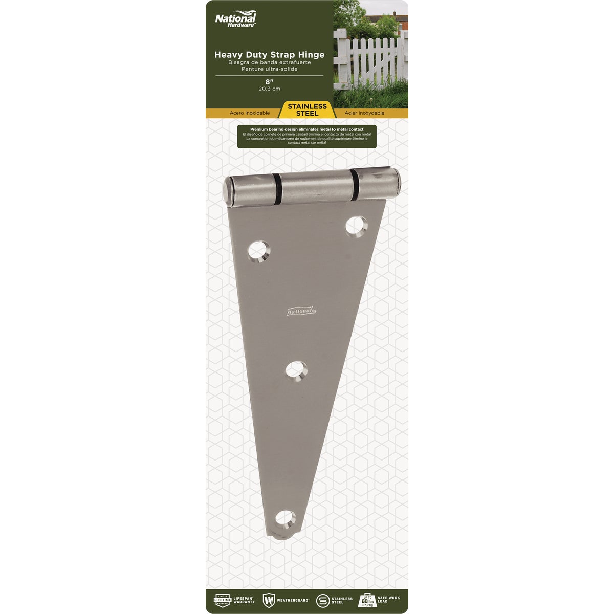 National Hardware 8 In. Stainless Steel Heavy Strap Hinge Image 2
