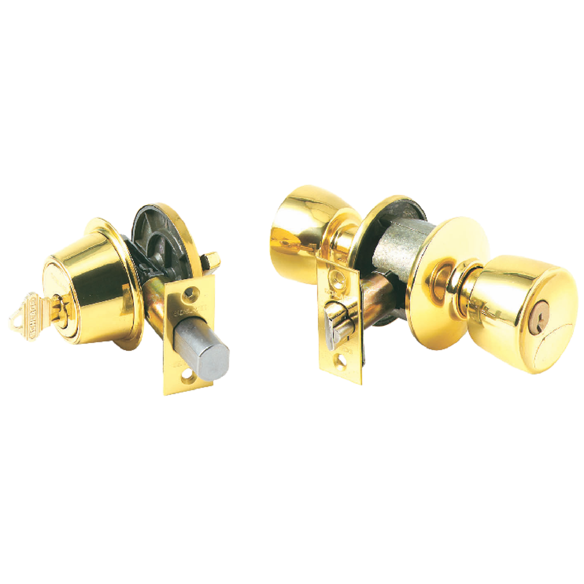 Schlage Bright Brass Deadbolt & Door Knob Combo