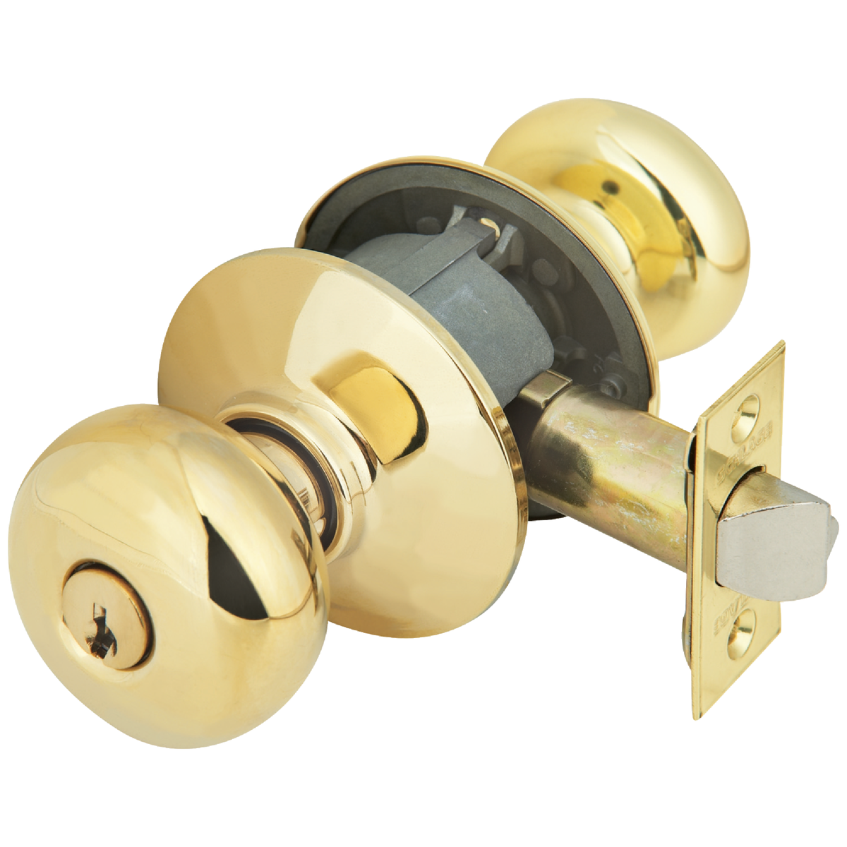 Schlage Plymouth Ultima Bright Brass Entry Door Knob 