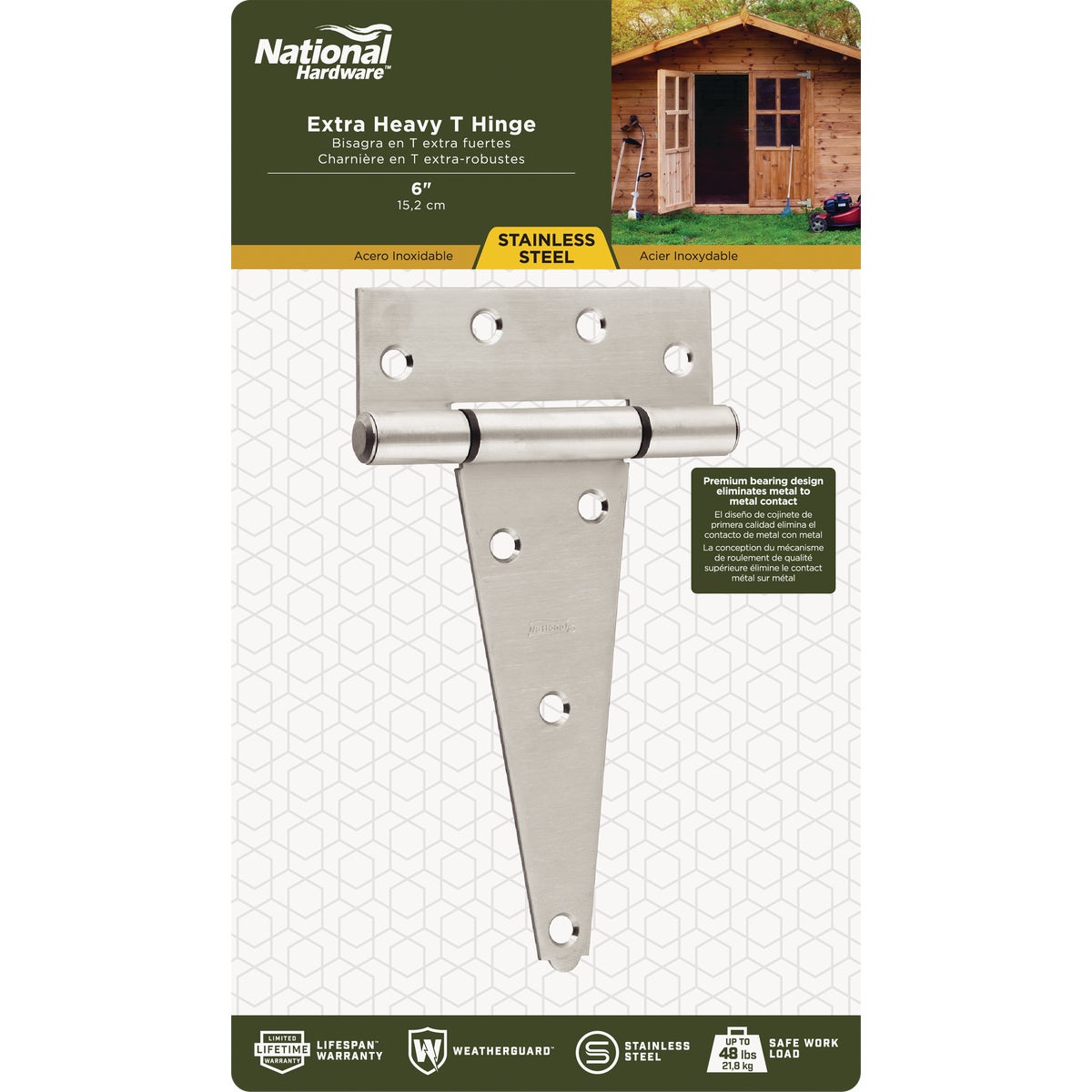 National Hardware 6 In. Stainless Steel Extra Heavy Tee Hinge Image 2