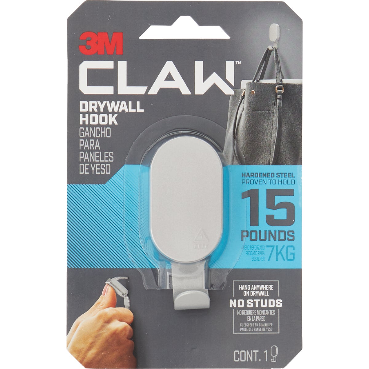 3M Claw 15 Lb. Silver Drywall Hook Image 8
