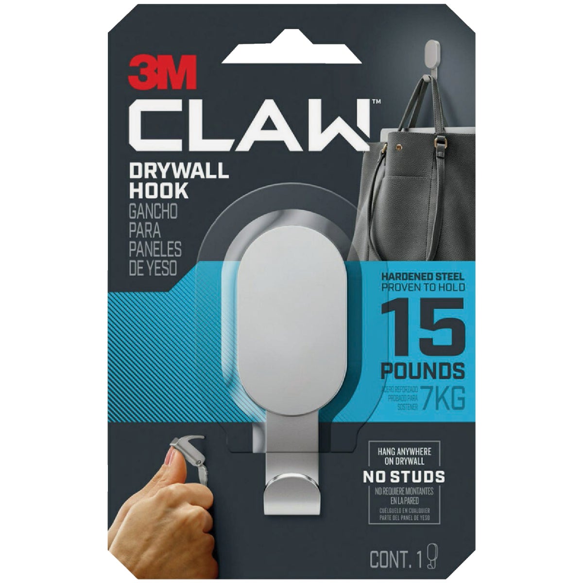 3M Claw 15 Lb. Silver Drywall Hook