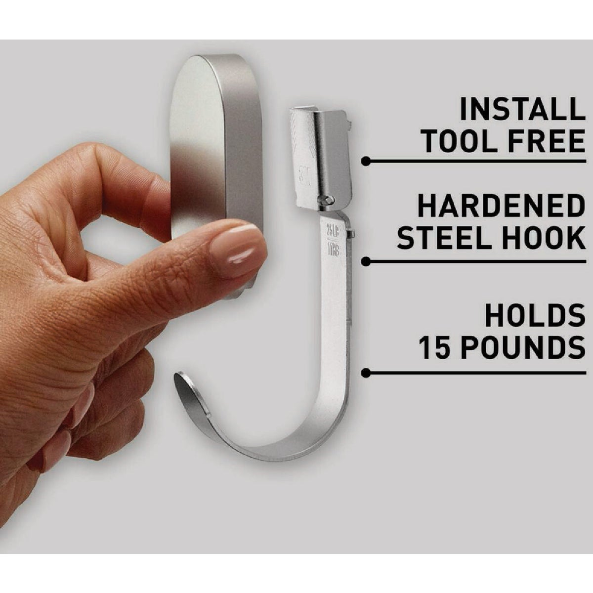 3M Claw 15 Lb. Silver Drywall Hook Image 2