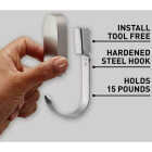 3M Claw 15 Lb. Silver Drywall Hook Image 2
