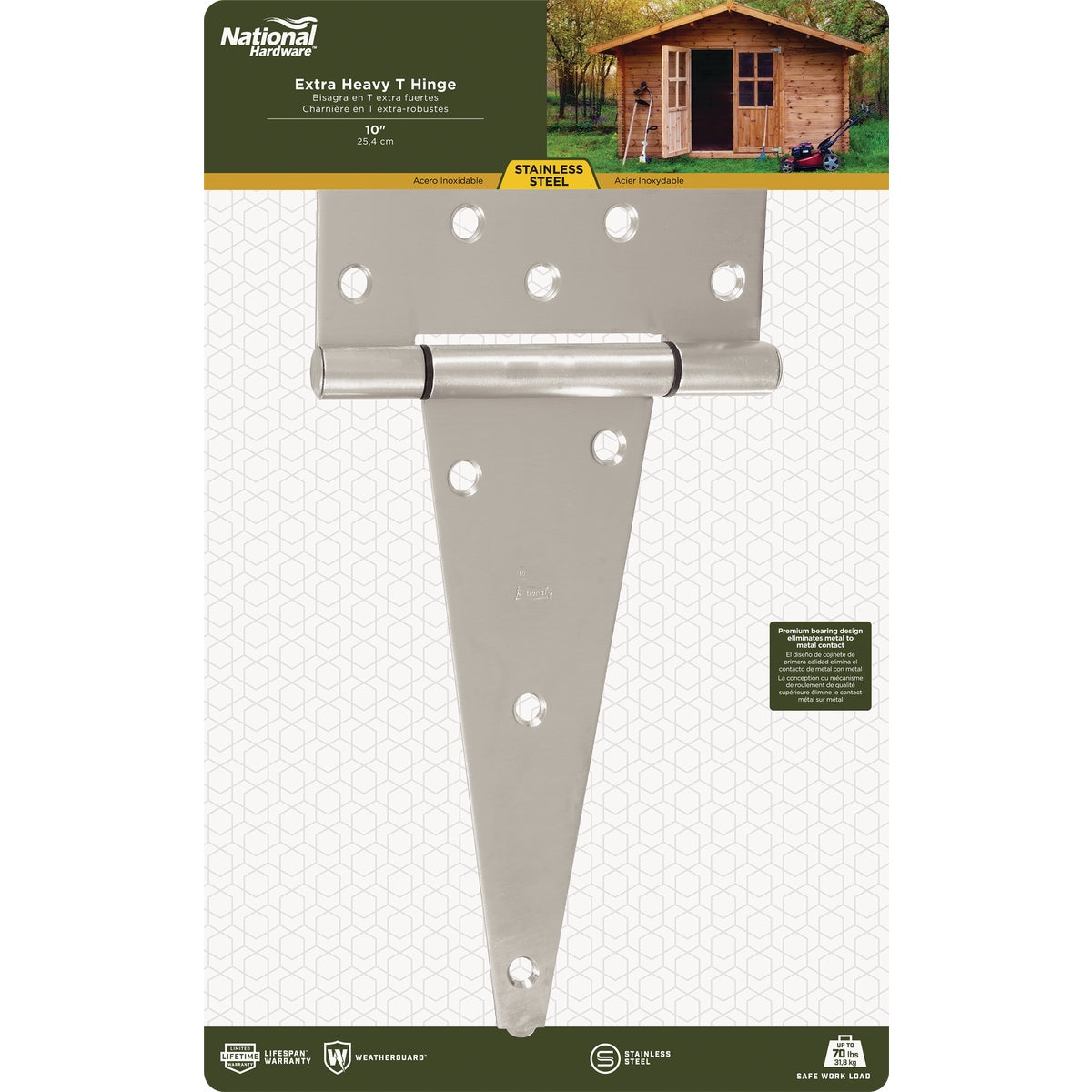 National Hardware 10 In. Stainless Steel Extra Heavy Tee Hinge Image 2