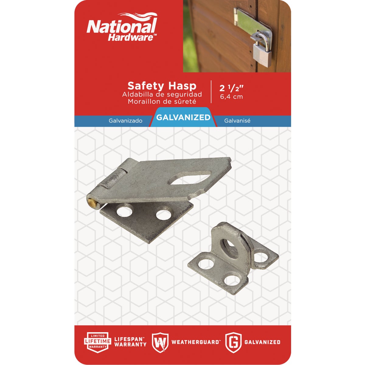 National Hardware 2-1/2 In. Galvanized Non-Swivel Safety Hasp Image 2