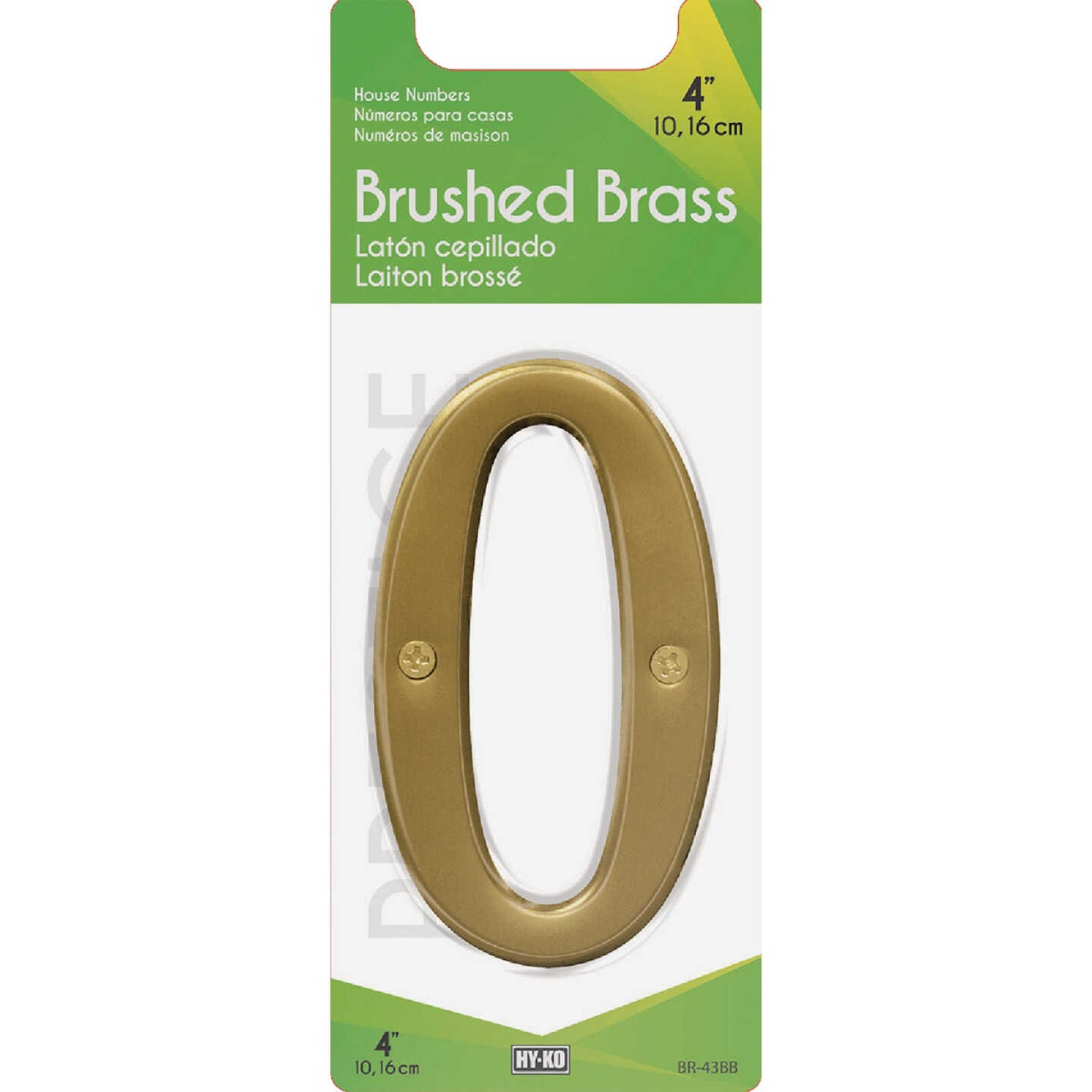 Hy-Ko 4 In. Brushed Brass Number 0 Image 2
