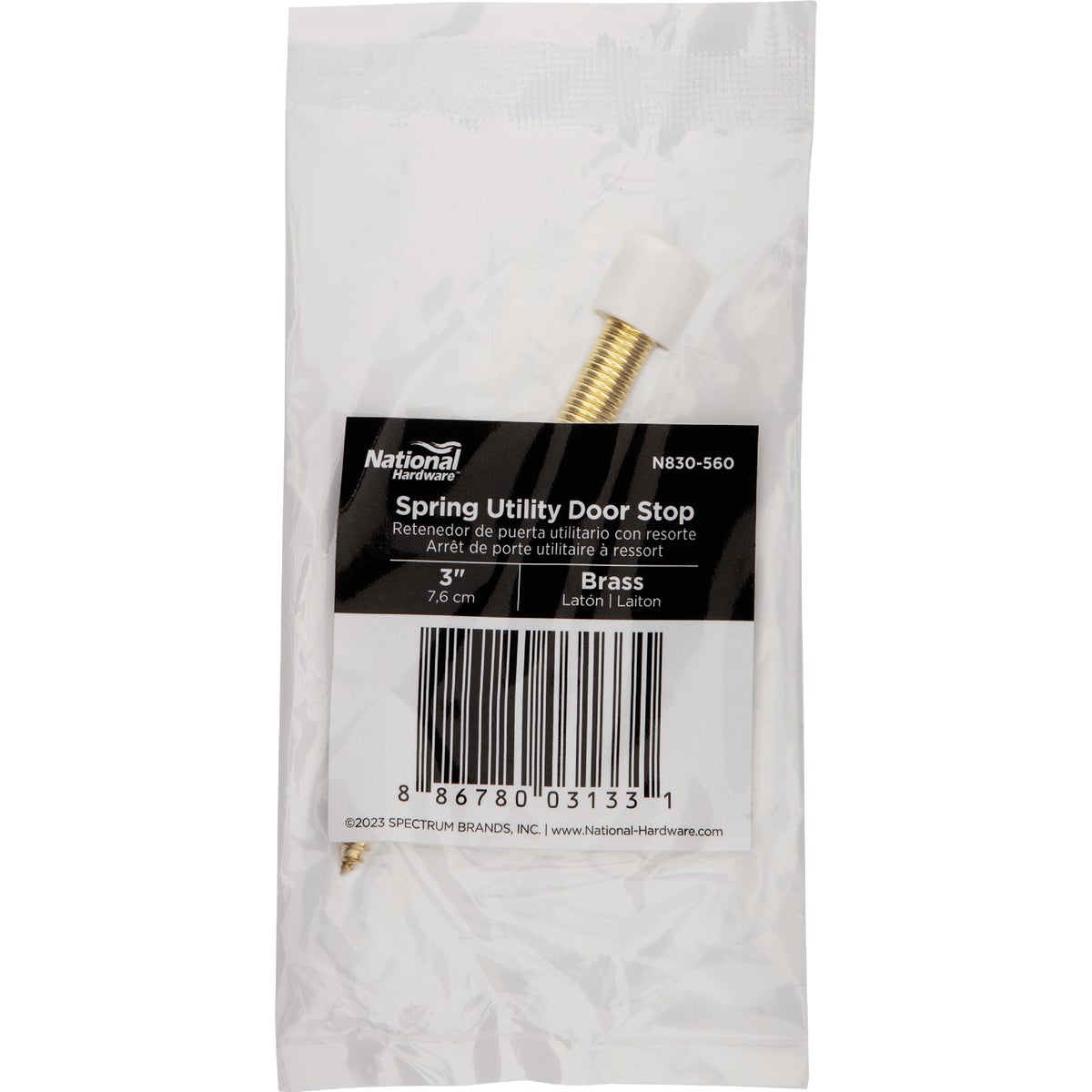 National Hardware 3 In. Brass Spring Utility Door Stop Image 2