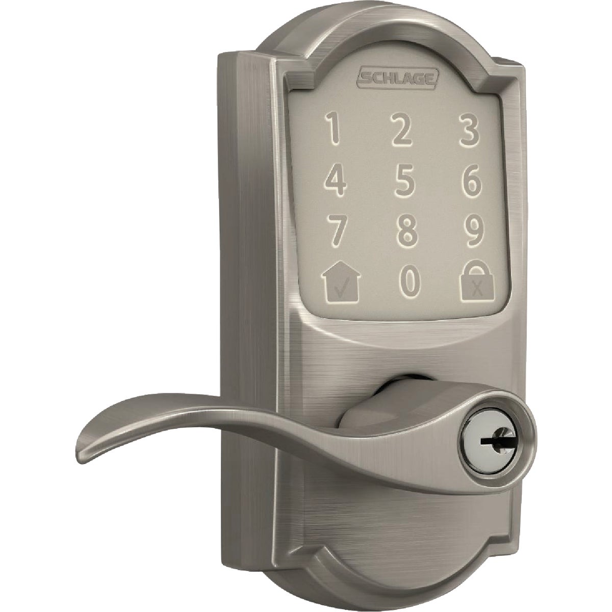Schlage Encode Smart WiFi Satin Nickel Accent Lever with Camelot Trim Image 4