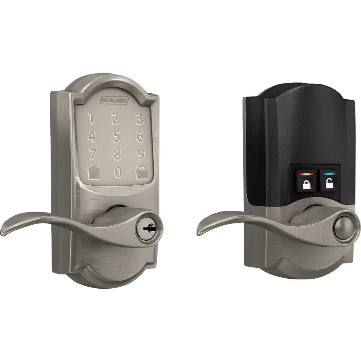 Schlage Encode Smart WiFi Satin Nickel Accent Lever with Camelot Trim Image 1