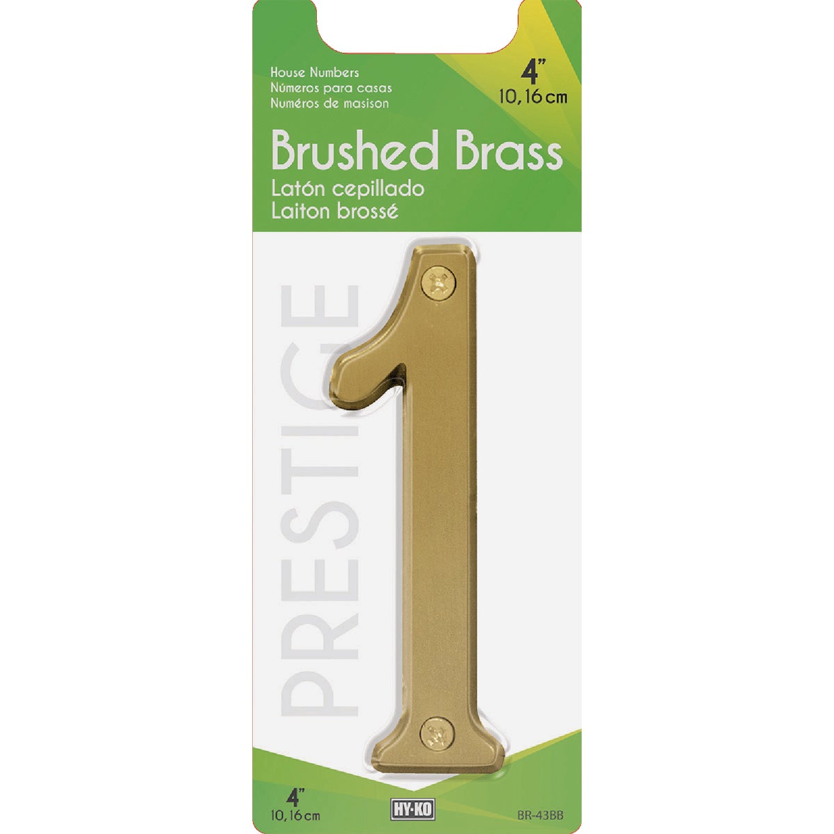 Hy-Ko 4 In. Brushed Brass Number 1 Image 2