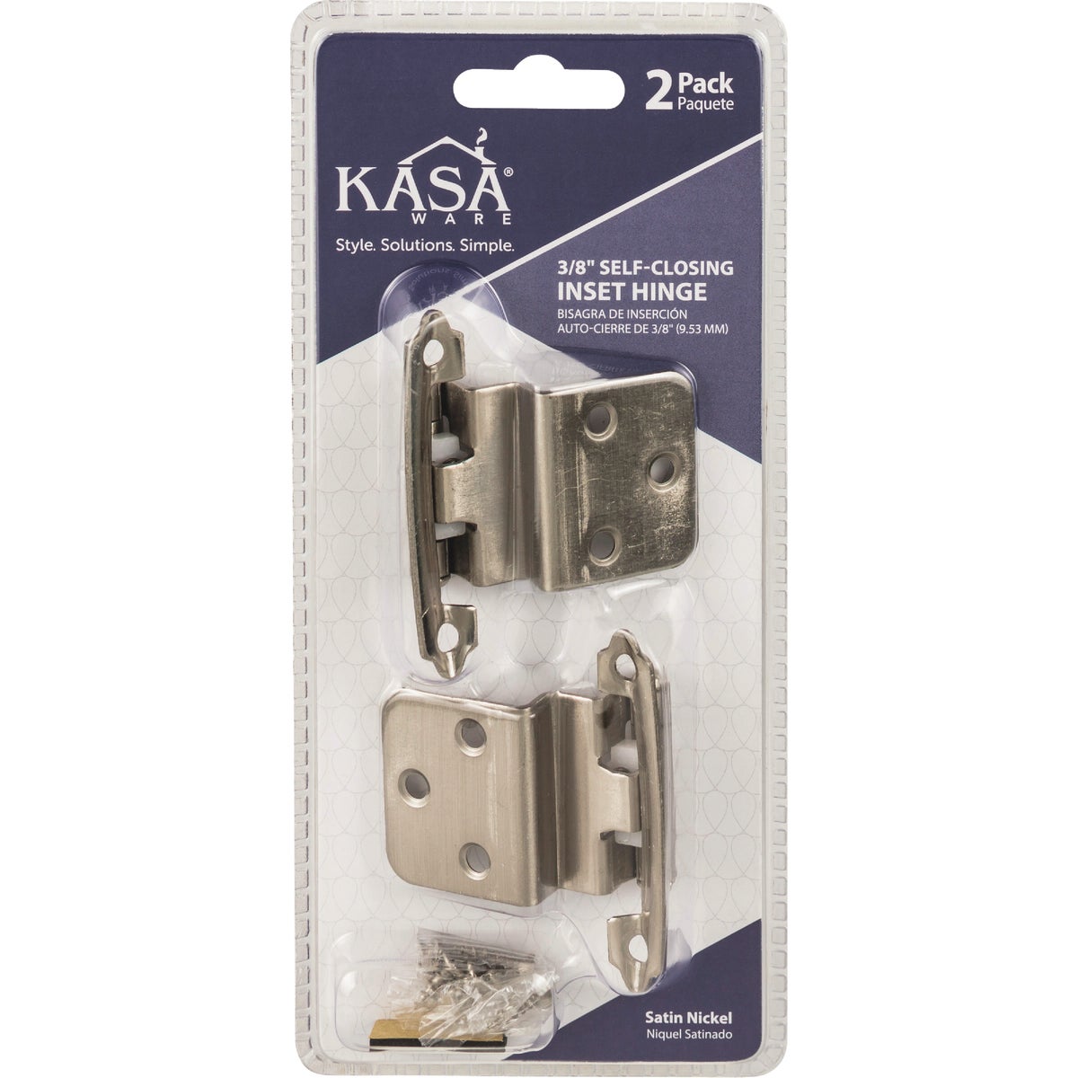 KasaWare 3/8 In. Satin Nickel Self-Closing Inset Hinge (2-Pack) Image 2