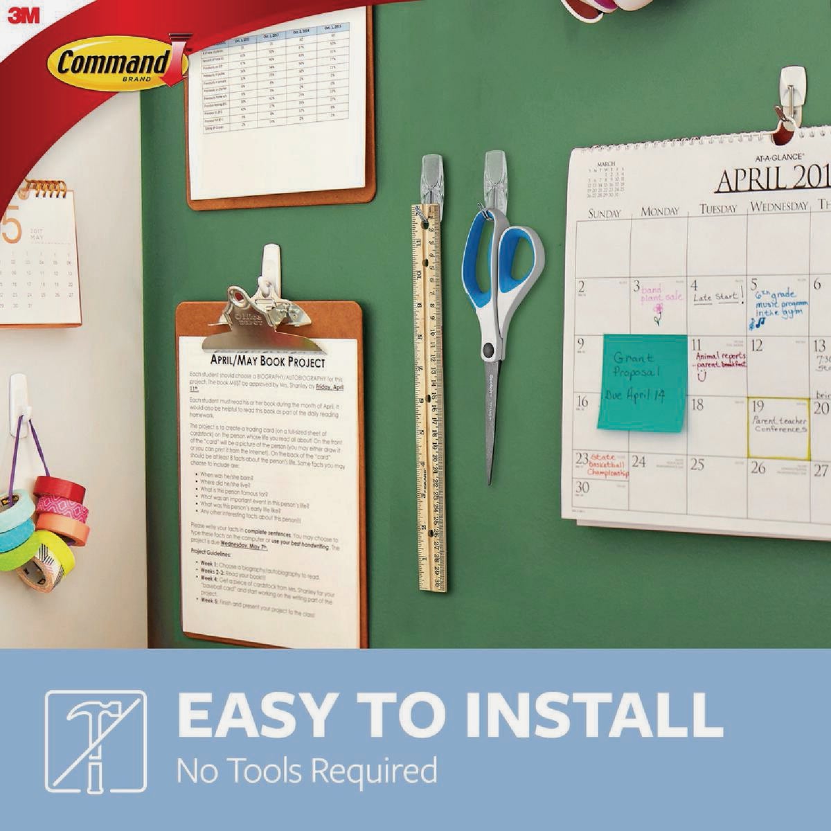 Command Medium Wire Hook Value Pack, Clear, 6 Hooks, 8 Strips Image 3