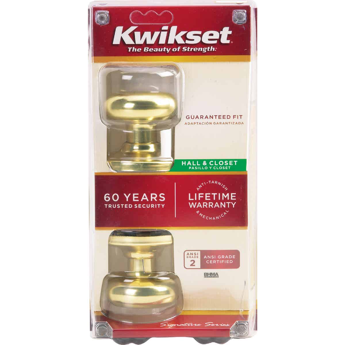 Kwikset Signature Series Polished Brass Hall & Closet Door Knob Image 5