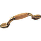 Laurey First Family 3 In. Center-To-Center Oak & Brass Cabinet Drawer Pull Image 1