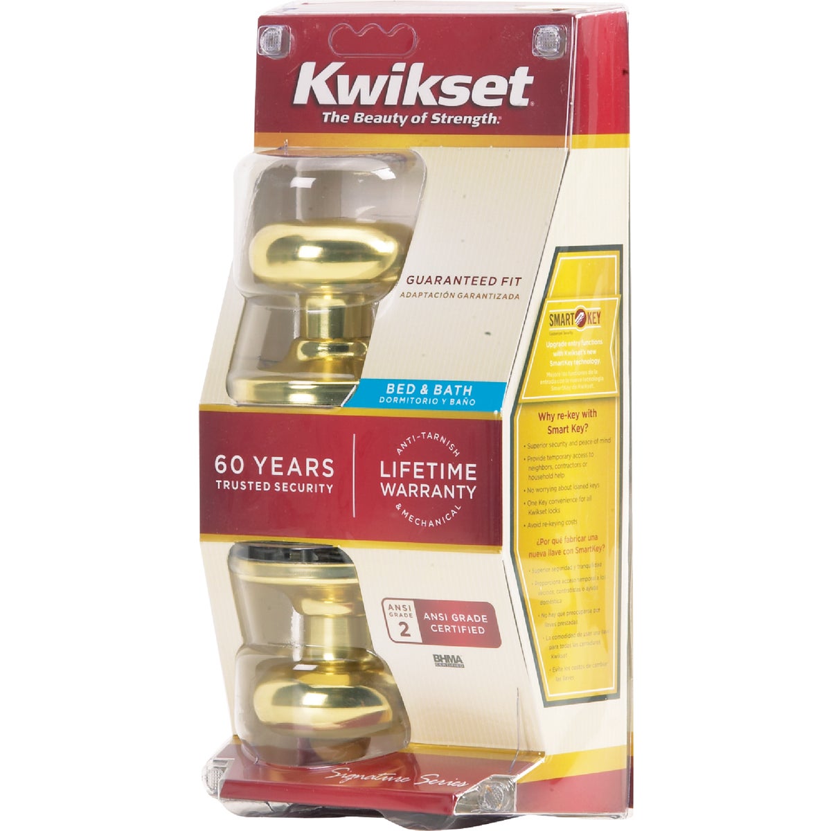 Kwikset Signature Series Polished Brass Bed & Bath Door Knob Image 4
