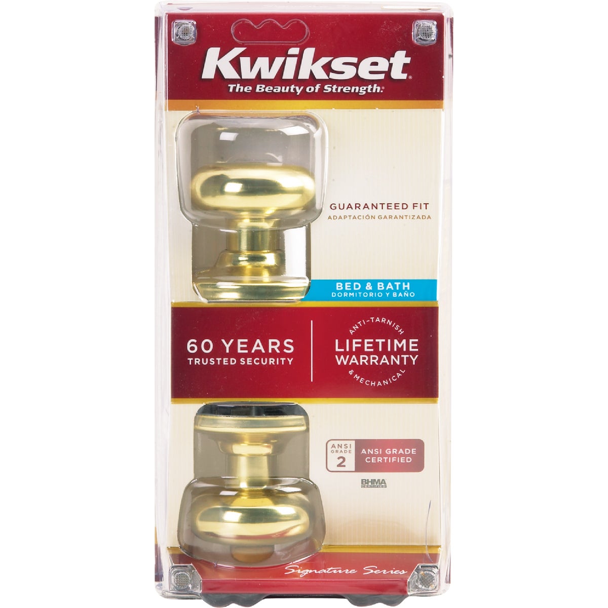Kwikset Signature Series Polished Brass Bed & Bath Door Knob Image 5