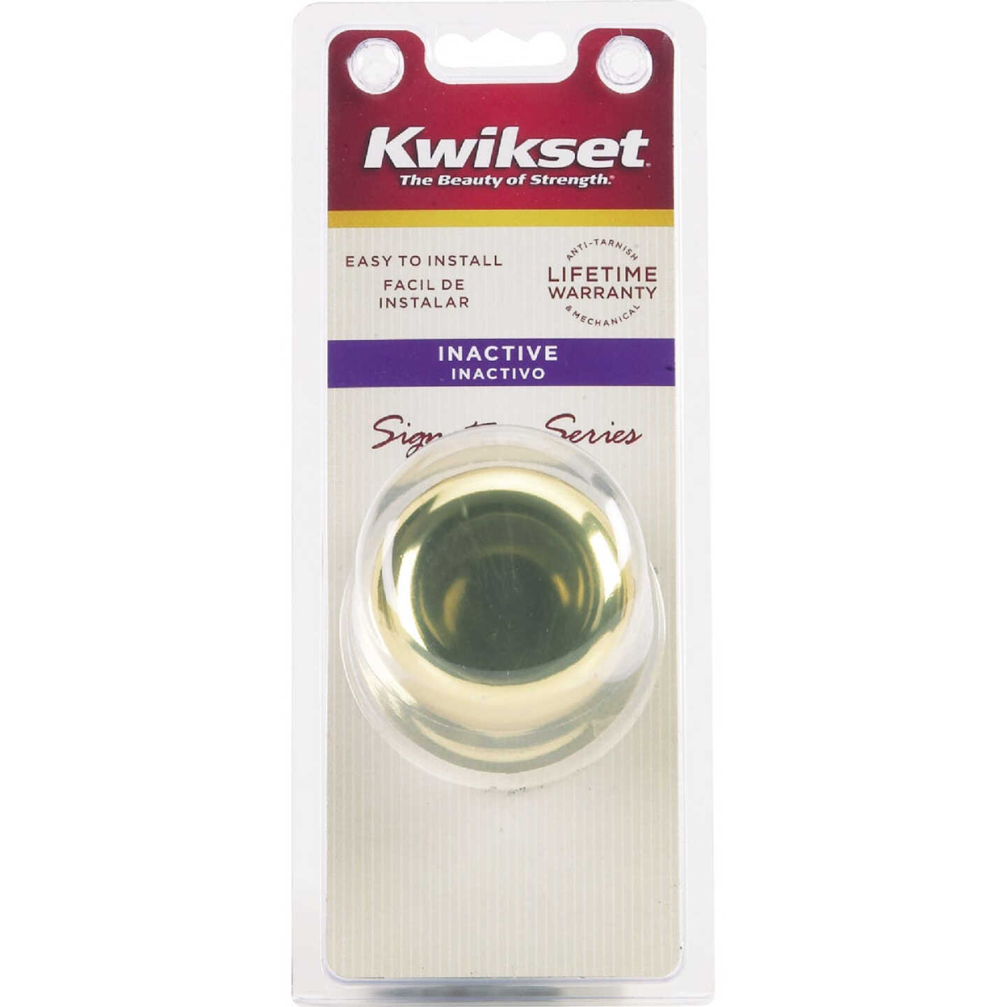 Kwikset Signature Series Polished Brass Juno Dummy Door Knob Image 2