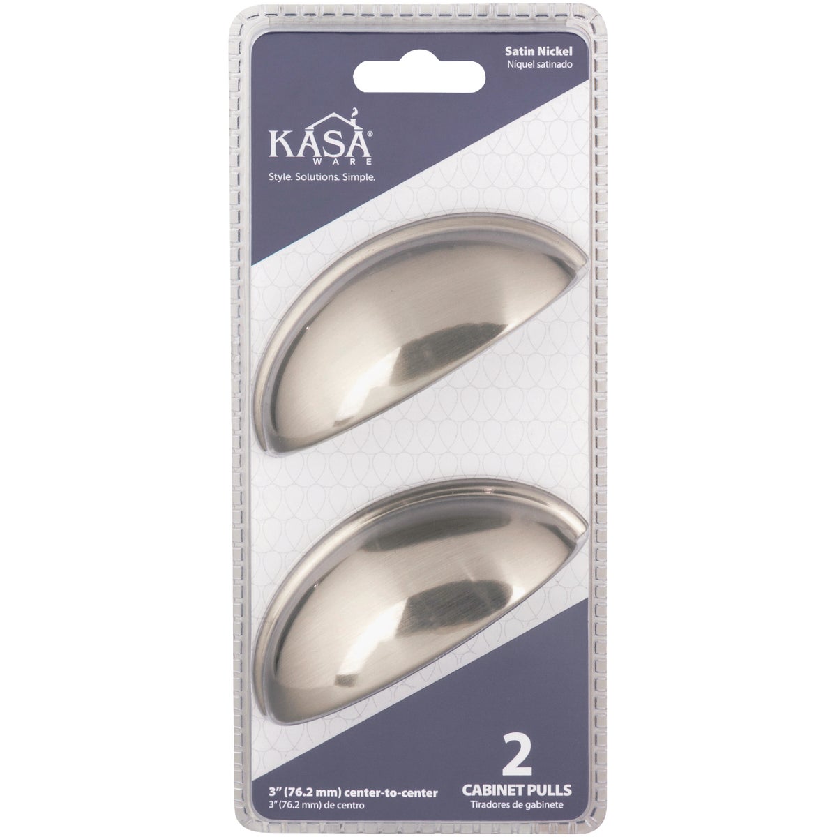 KasaWare 3-11/16 In. Satin Nickel Cup Pull (2-Pack) Image 4