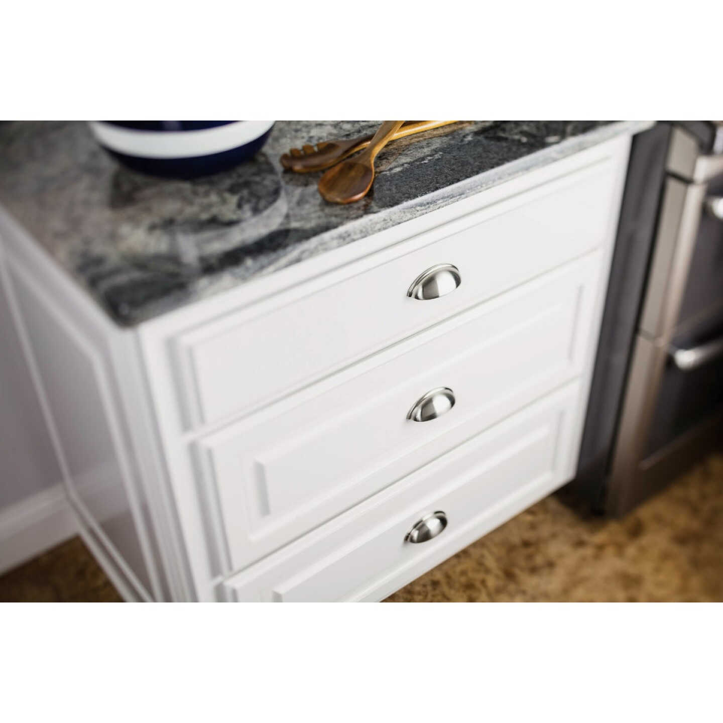 KasaWare 3-11/16 In. Satin Nickel Cup Pull (2-Pack) Image 3