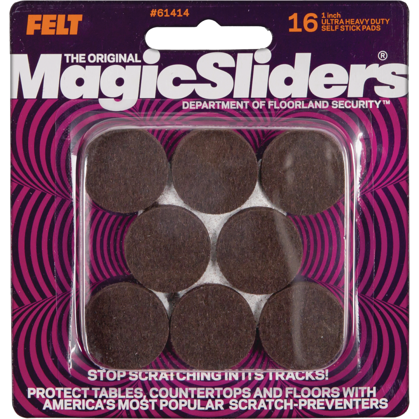 Magic Sliders 1 In. Round Brown Ultra Heavy Duty Self-Stick Pad (16-Pack) Image 1
