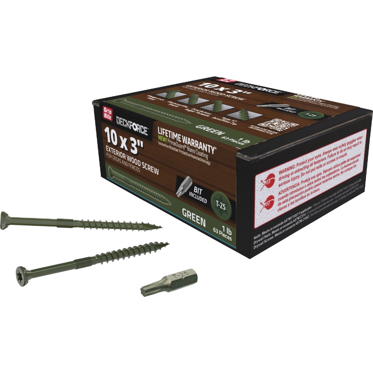 Grip-Rite DeckForce PrimeGuard Nano #10 x 3 In. Star Drive Green Screw (1 Lb.) Image 2