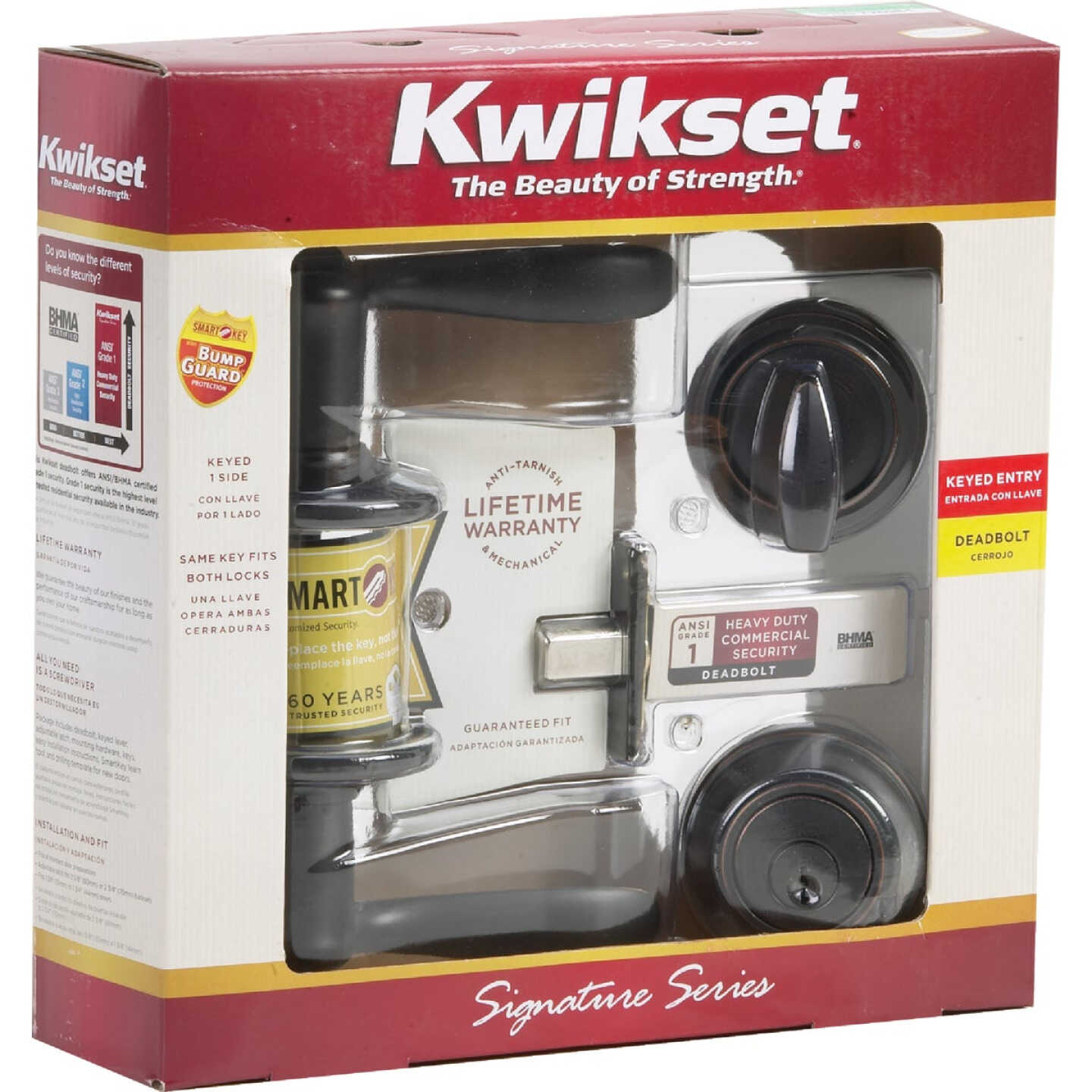 Kwikset Signature Series Venetian Bronze Deadbolt and Lever Combo with Smartkey Image 3