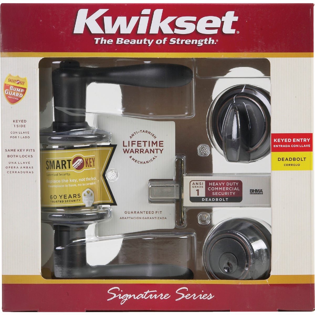 Kwikset Signature Series Venetian Bronze Deadbolt and Lever Combo with Smartkey Image 4