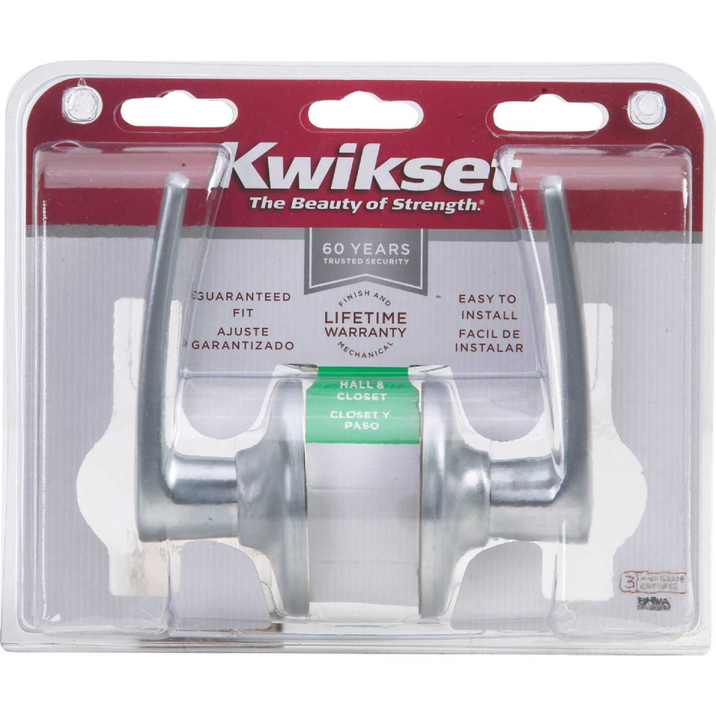 Kwikset Satin Chrome Delta Passage Door Lever Image 2