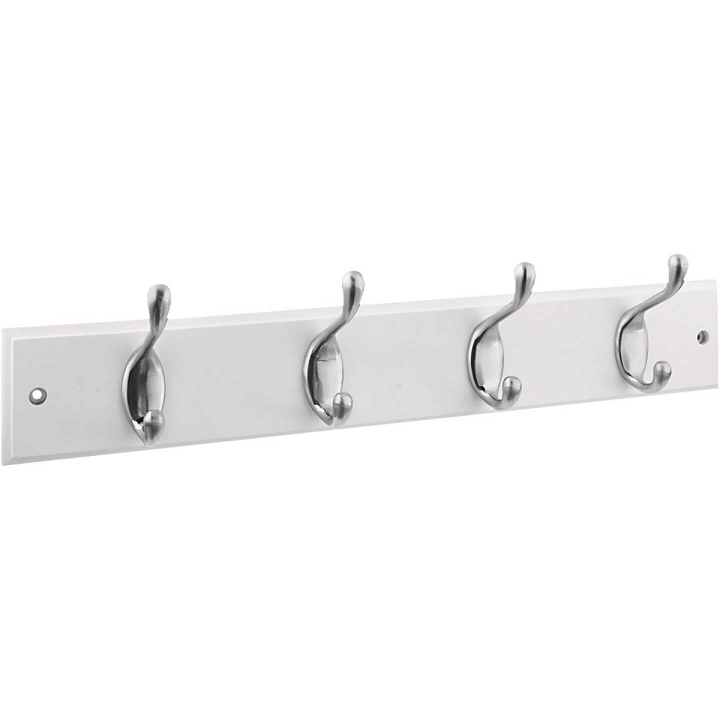 National Hardware 18 In. 4-Hook Satin Nickel/White Hook Rail Image 1