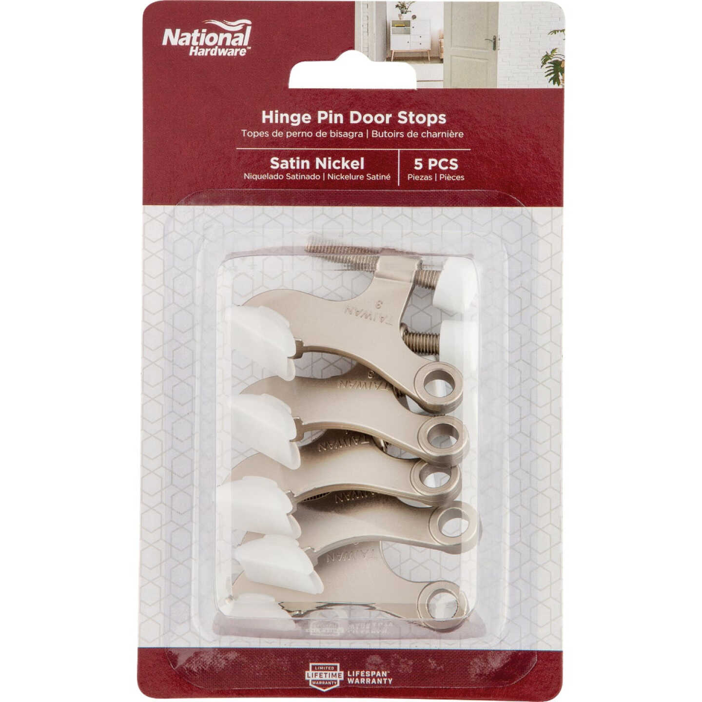 National Hardware Satin Nickel Hinge Pin Door Stop (5-Pack) Image 2