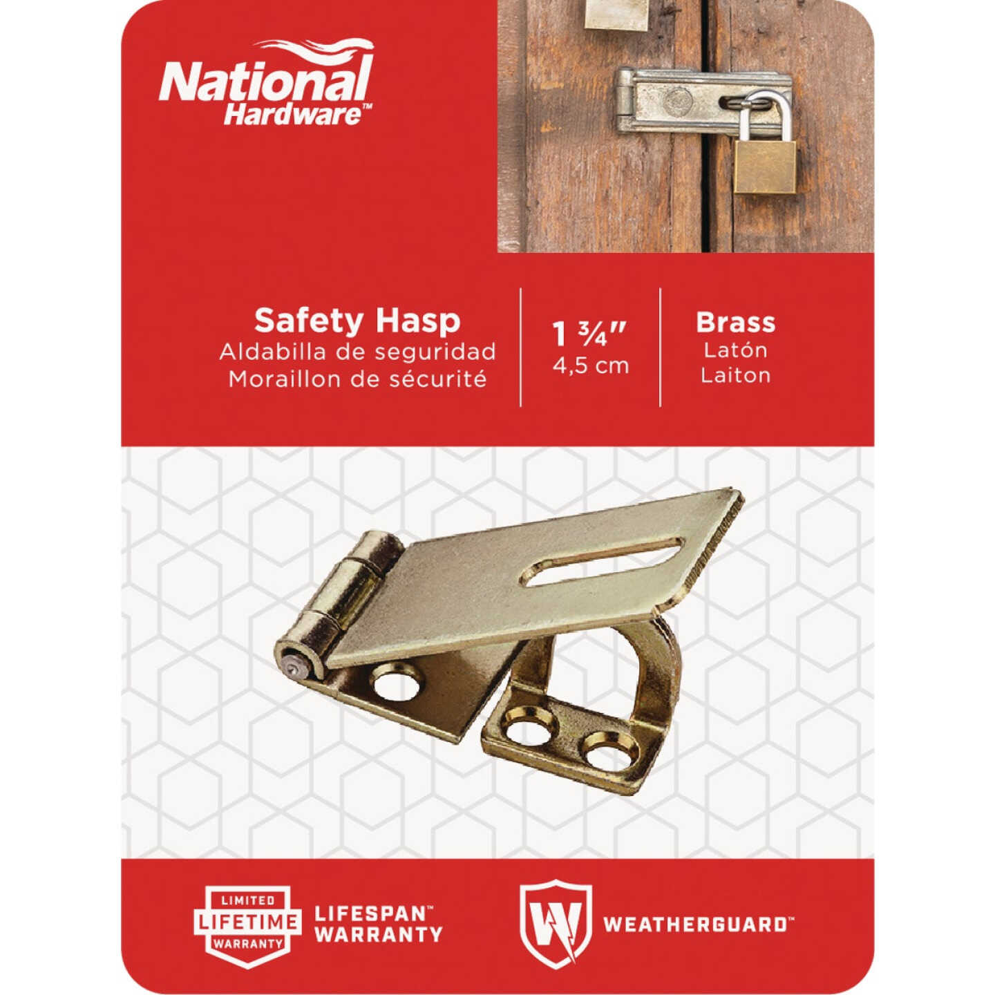 National Hardware 1-3/4 In. Brass Non-Swivel Safety Hasp Image 2