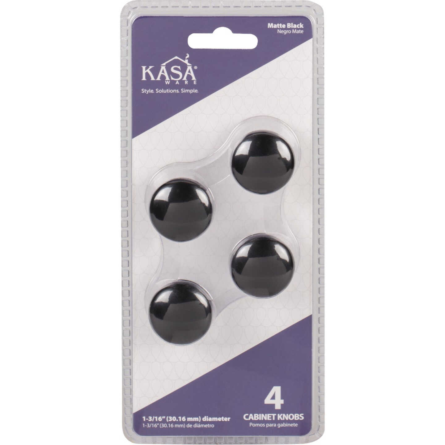 KasaWare 1-3/16 In. Diameter Zinc Diecast Matte Black Cabinet Knob (4-Pack) Image 2