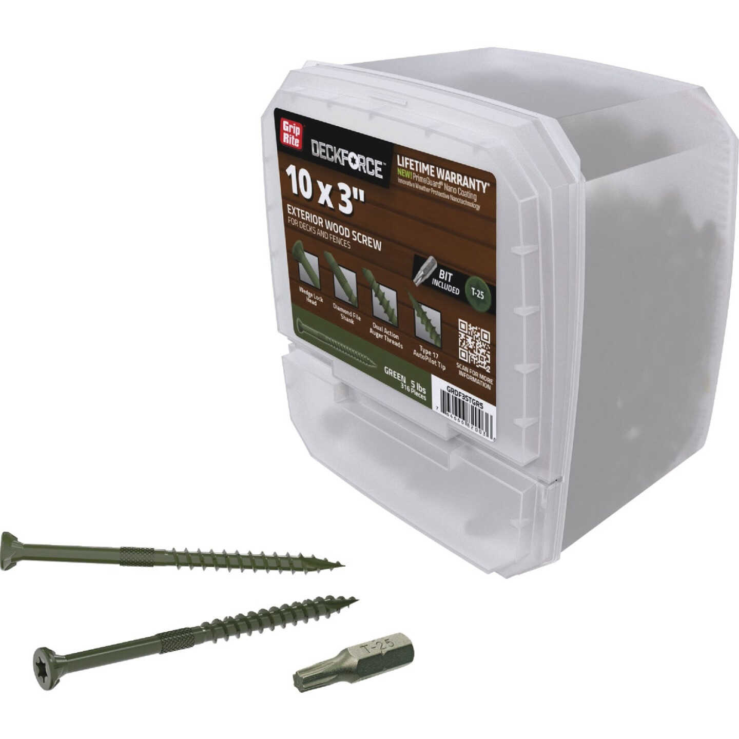 Grip-Rite DeckForce PrimeGuard Nano #10 x 3 In. Star Drive Green Screw (5 Lb.) Image 2