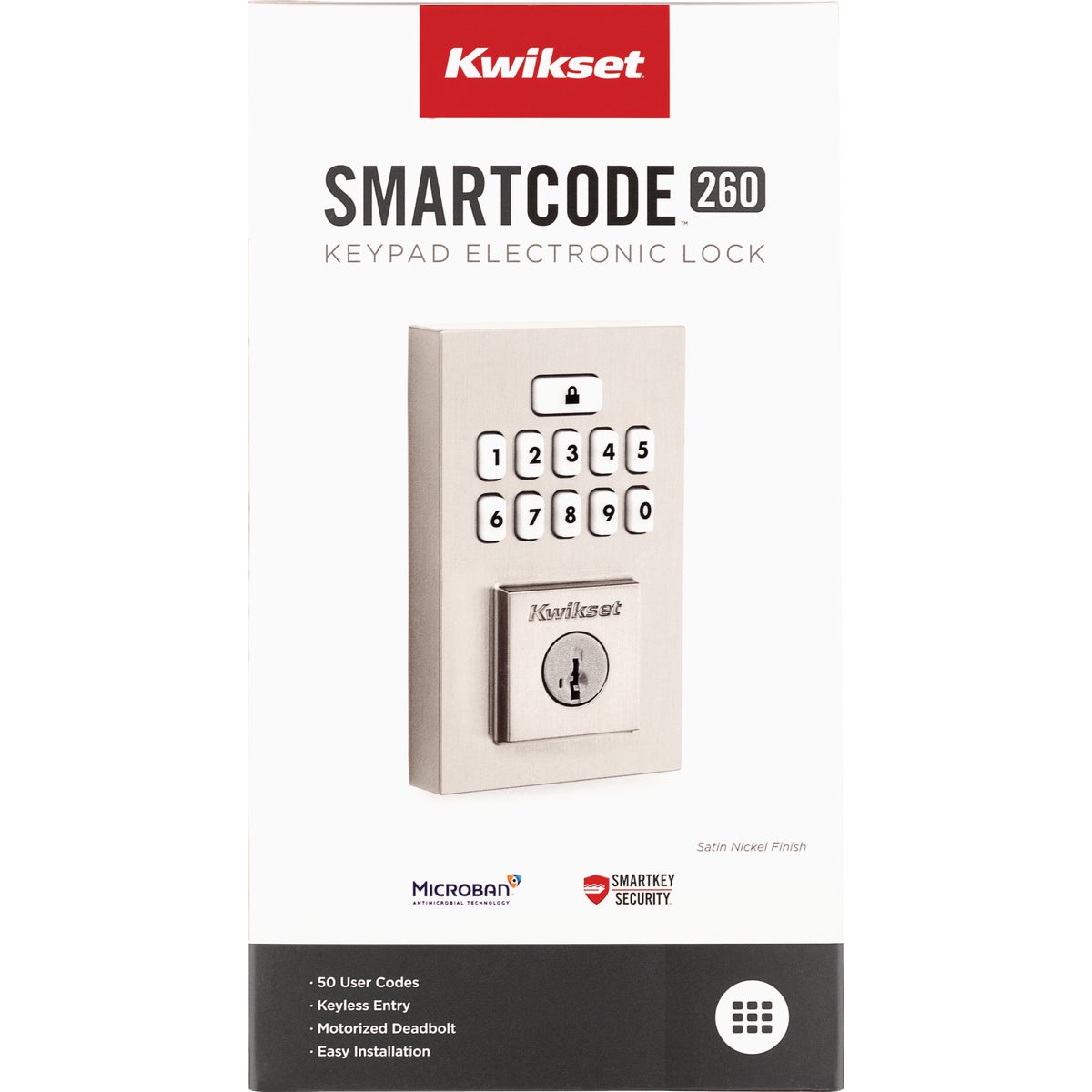 Kwikset Signature Series Contemporary SmartCode Satin Nickel Electronic Deadbolt Image 2