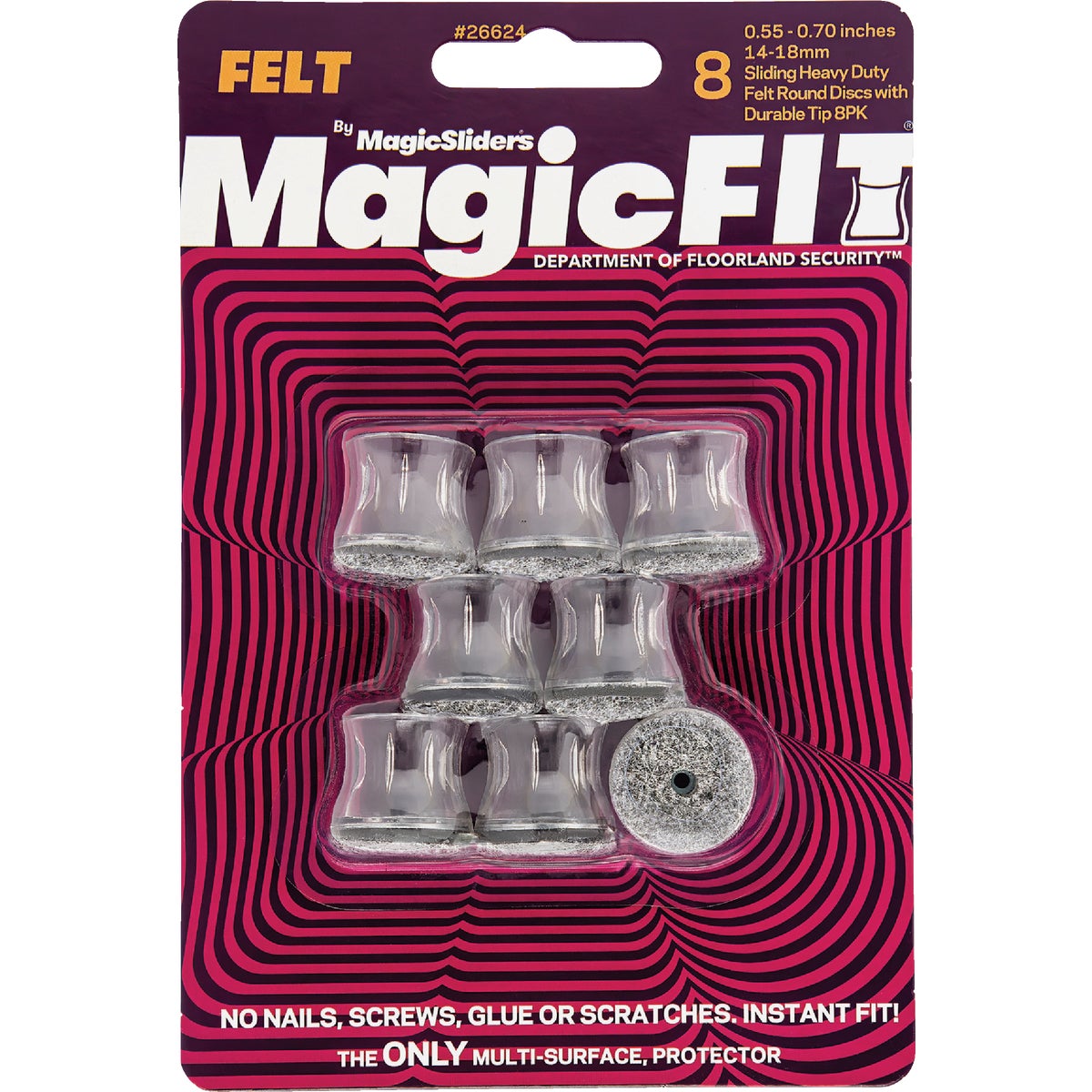 Magic Sliders Magic Fit - .55 In. - .70 In. Round Felt Furniture Leg Cup (8-Pack) Image 2