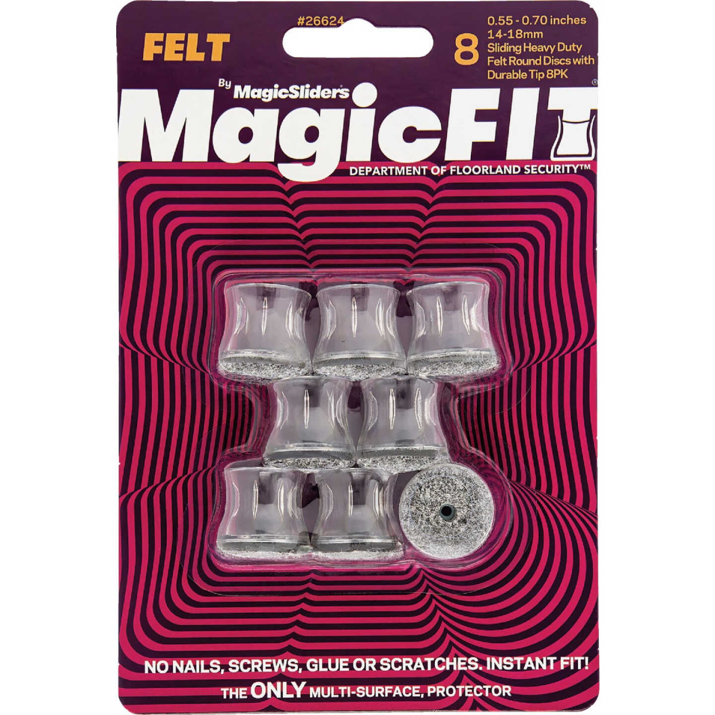 Magic Sliders Magic Fit - .55 In. - .70 In. Round Felt Furniture Leg Cup (8-Pack) Image 2