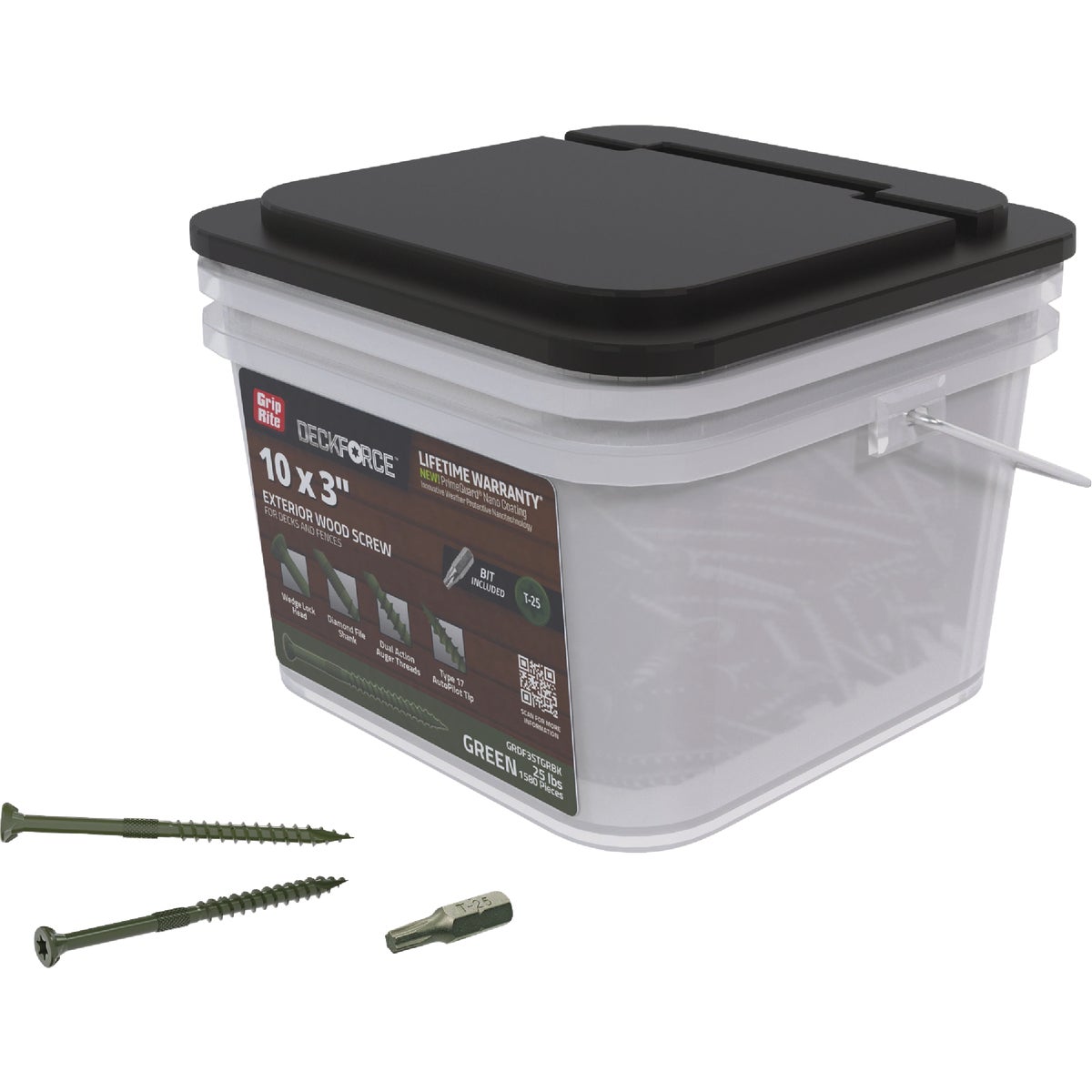 Grip-Rite DeckForce PrimeGuard Nano #10 x 3 In. Star Drive Green Screw (25 Lb.) Image 2