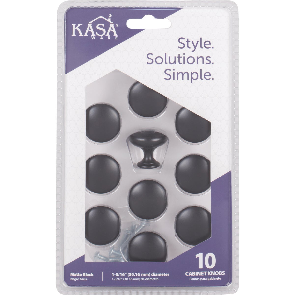 KasaWare 1-3/16 In. Diameter Zinc Diecast Matte Black Cabinet Knob (10-Pack) Image 2